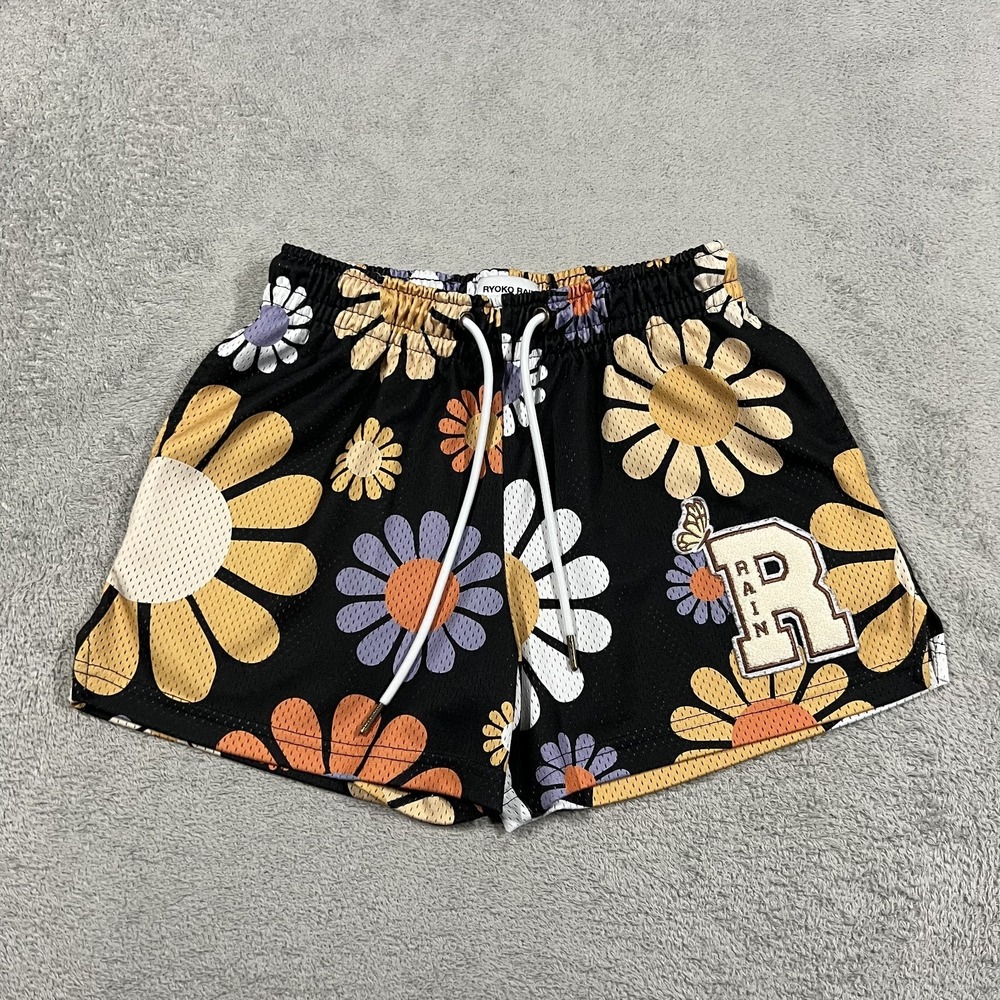 Ryoko Rain Mesh Shorts Mens Adult Small Floral Sunflower Summer Unisex Athletic